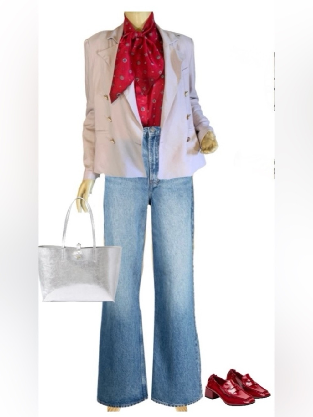 HOUSE OF HARLOW 1960 MISTY LILAC DOUBLE BREASTED BLAZER (S)